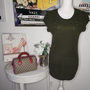 ** FINAL PRICE ** A.N.A Olive Green Crochet Tunic